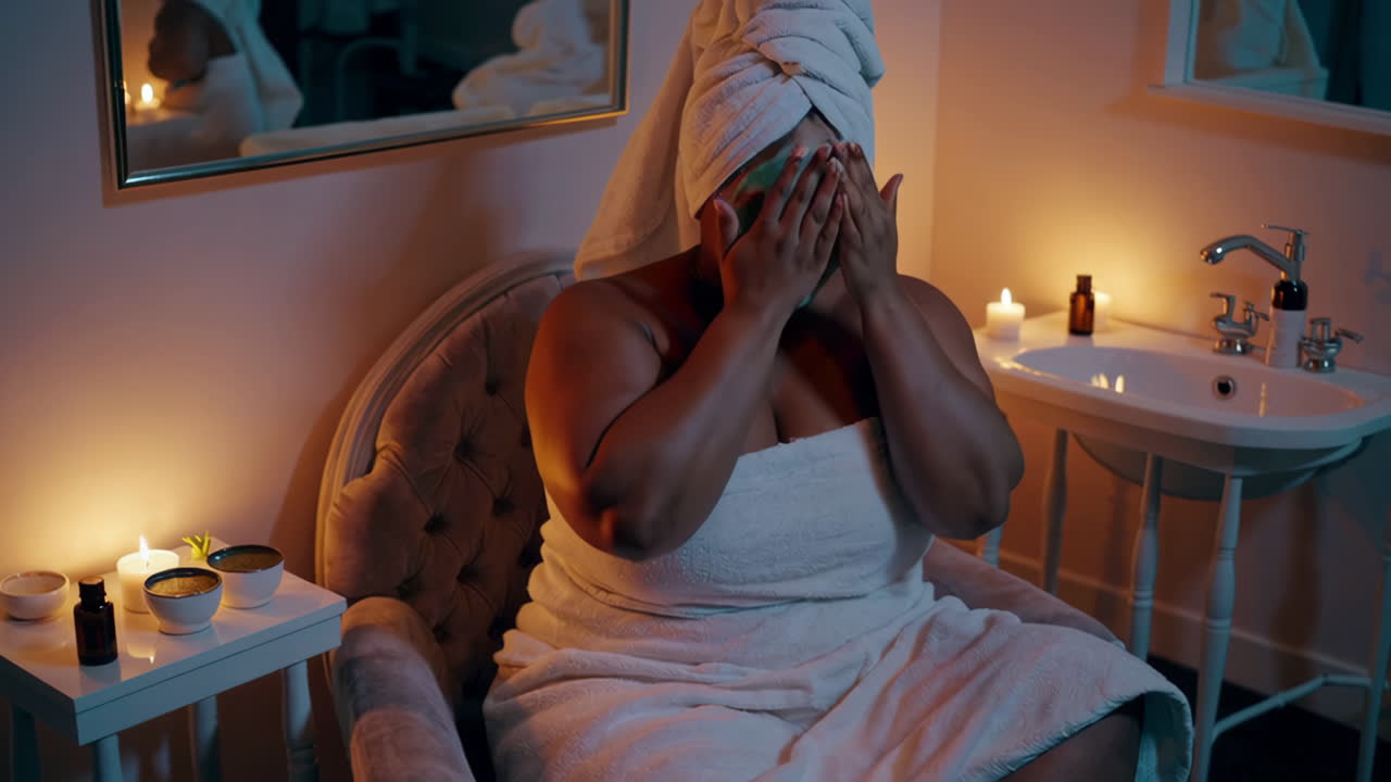 Woman enjoying a spa treatment with facial mask