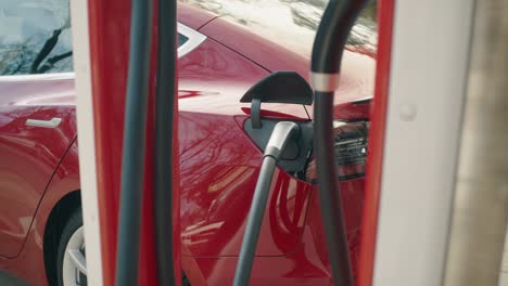 charging an electric car at the charging station