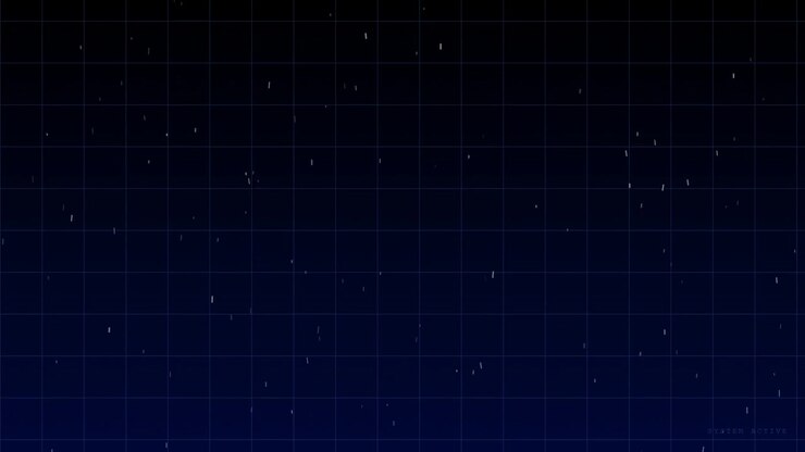 Digital Rain Falling on Dark Blue Grid Background