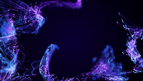 эффект танцующих частиц, 4k абстрактная анимация с волнистыми линиями и формами