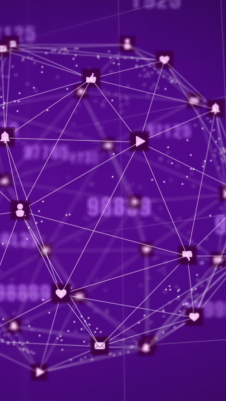 animación del globo de la red de conexiones con iconos y números