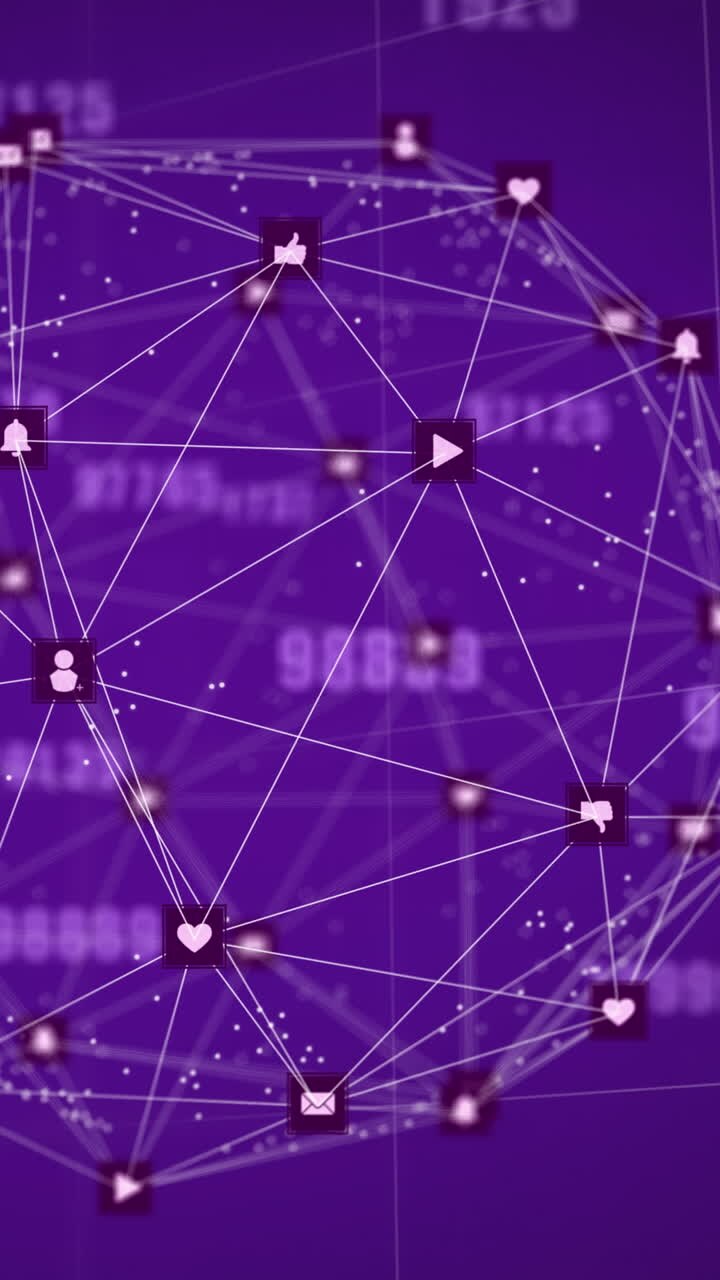 animação de globo de rede de conexões com ícones e números