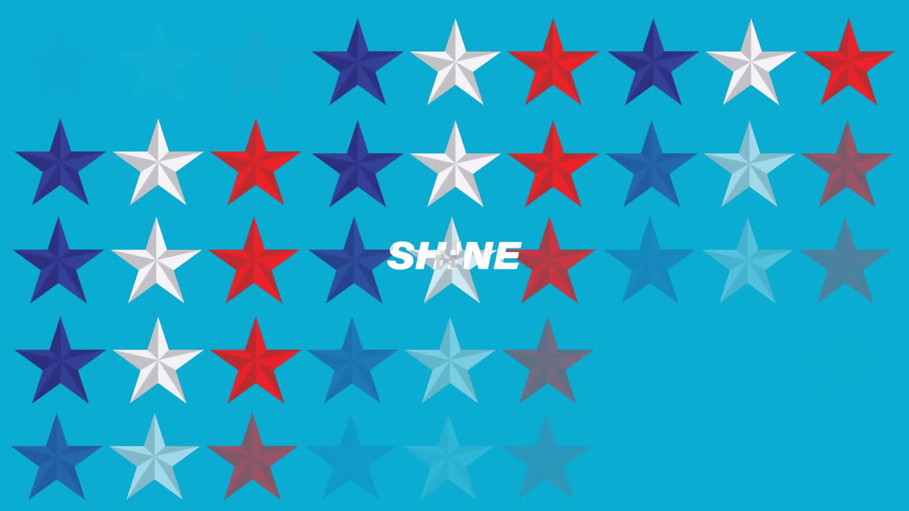 파란색 배경에 별 위에 좋은 진동 텍스트의 애니메이션