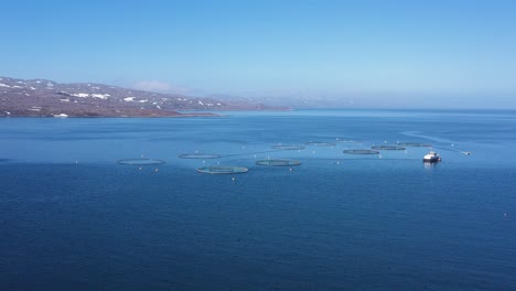 Aerial-footage-Farm-salmon-fishing-in-Norway