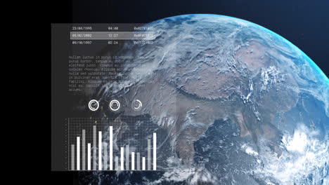 Animación-Del-Procesamiento-De-Datos-Digitales-Sobre-El-Globo-Sobre-Fondo-Oscuro