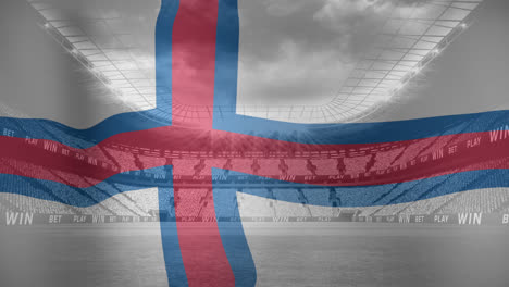 animation of faroe islands waving flag over sport stadium