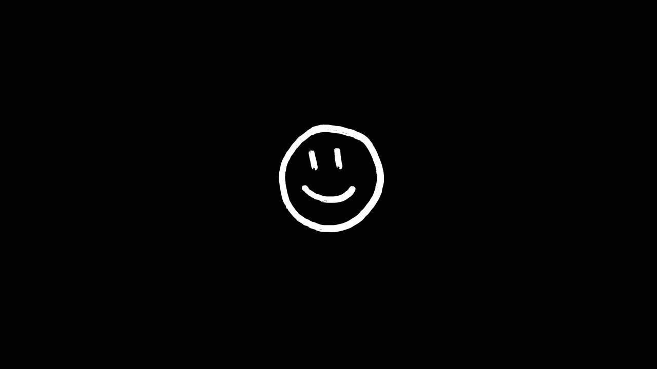Hand Drawn White Smiley Face on Black Background