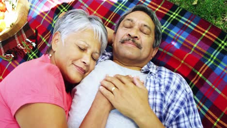 Senior-couple-laying-on-blanket