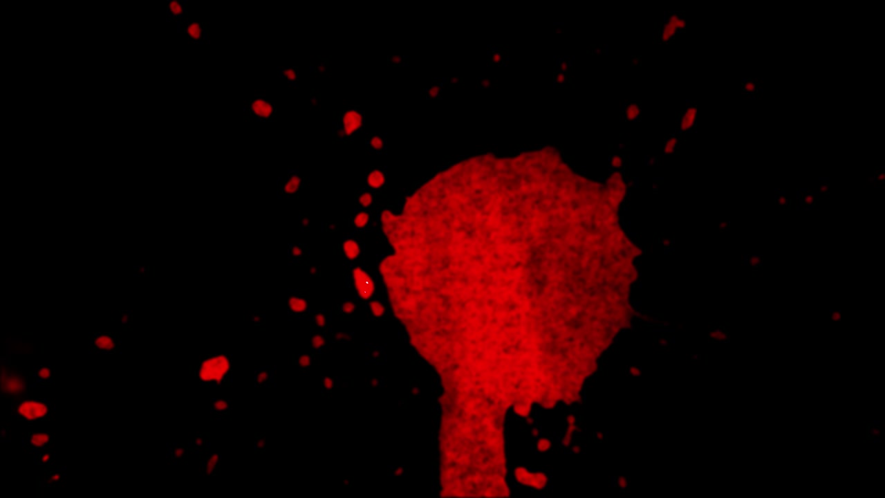 Red Blood Splatters and Drips on Black Background