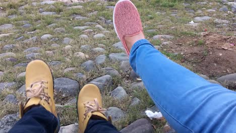 enjoying the evening view at the lake site