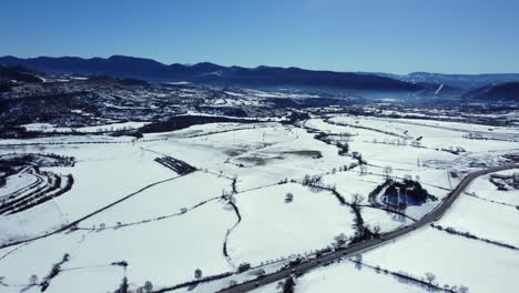 snowy valley landscape from above