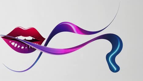 abstract red lips with vibrant curves
