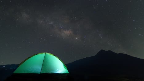 time lapse video. night sky milky way and dark sky starry loop. over mountain