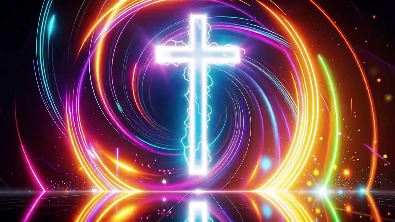 Cruz Cristiana con Luz Celestial, Fondo para Adoración.