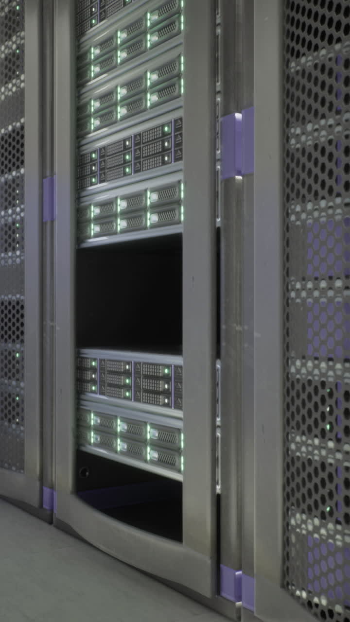 Modern server rack setup in a technology data center with advanced equipment