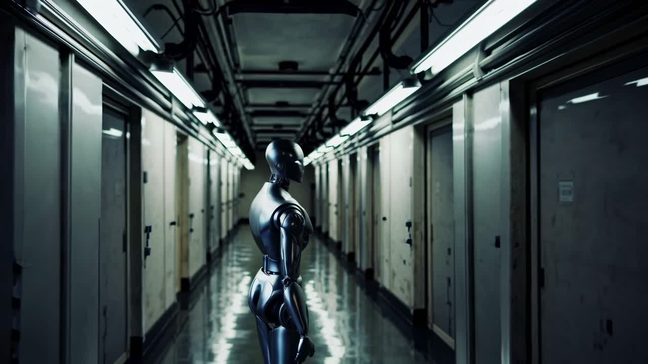 robot en un corredor futurista