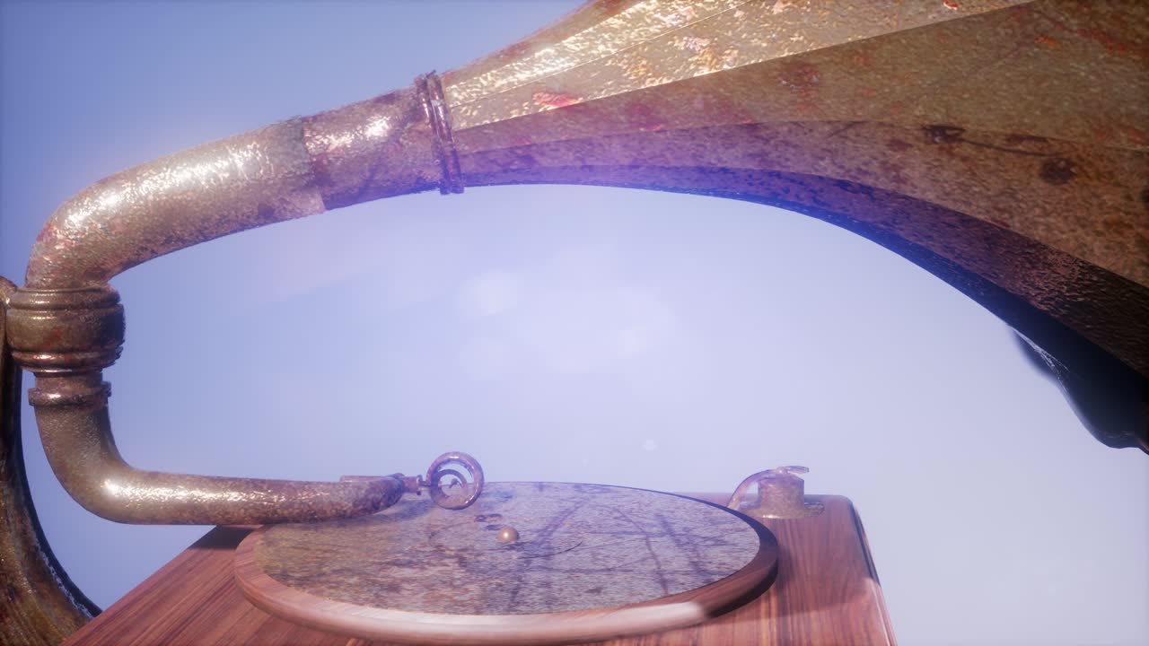 4k 슈퍼 슬로우 모션 빈티지 그래모폰 회전