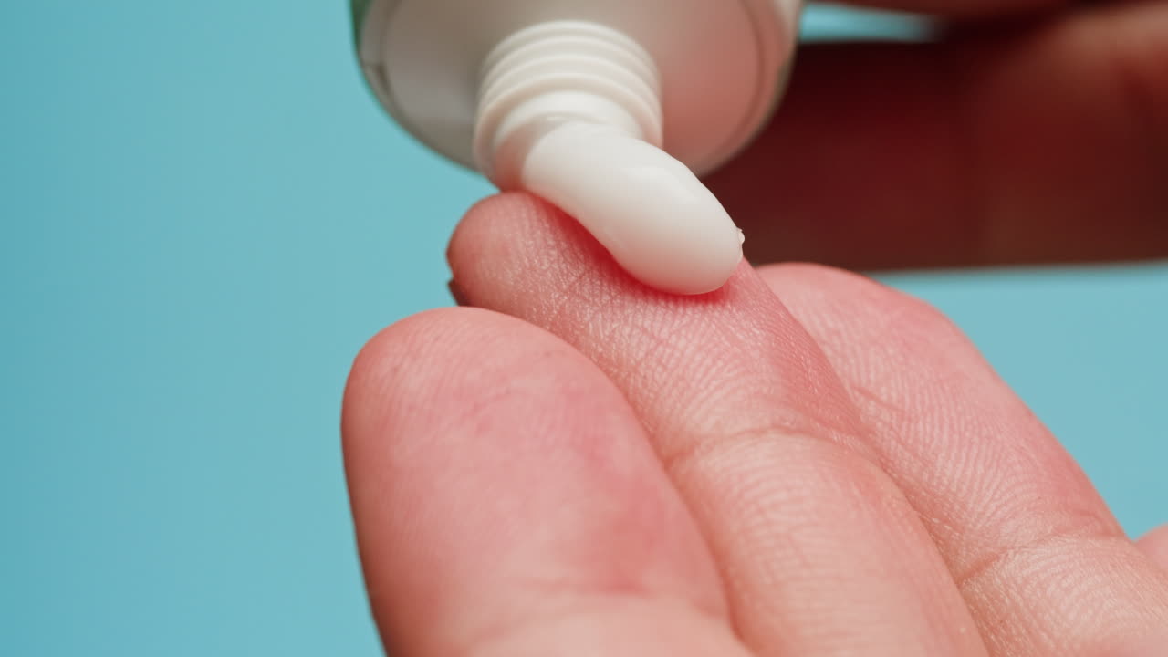 la aplicación de crema en el dedo