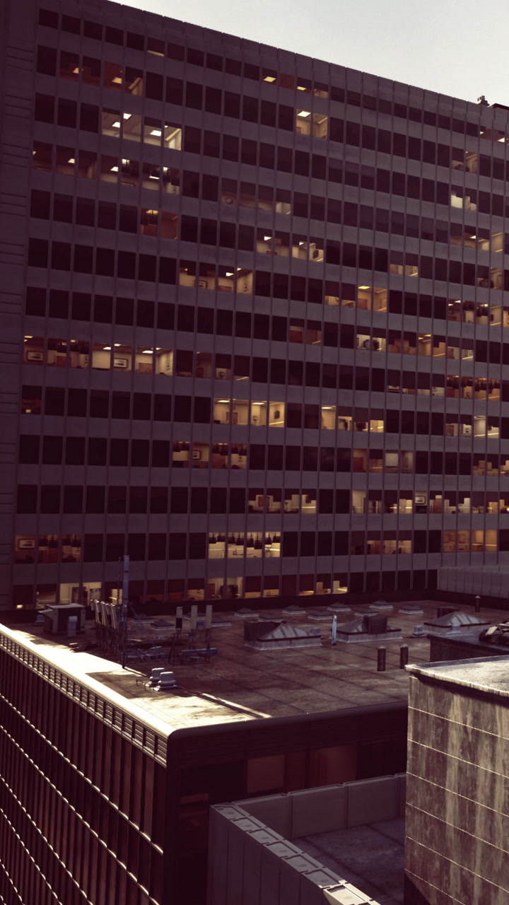 City skyline embraces evening light over office buildings and rooftops