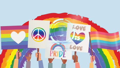 animación de banderas y pancartas de arco iris