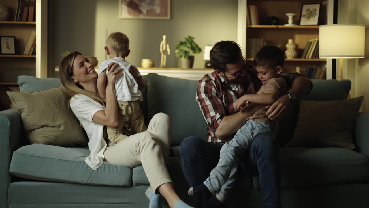 Family Bonding Together in the Living Room