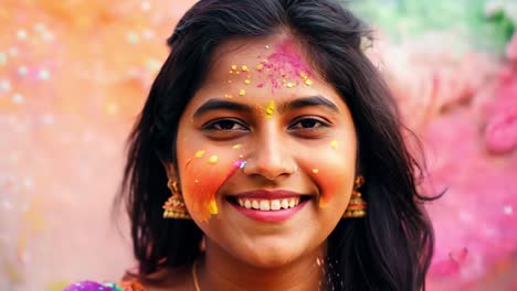 woman celebrating holi festival