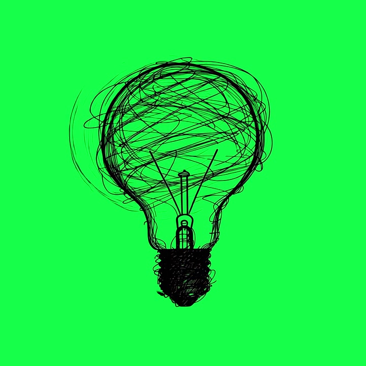 Animated Hand Drawn Scribble Light Bulb Idea on Green Screen
