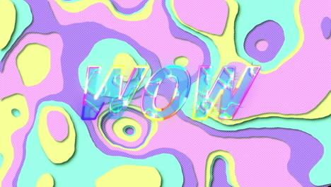 animación del texto wow sobre el fondo del patrón abstracto