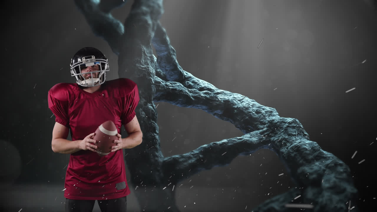 아메리칸 볼 선수에 대한 dna 스트랜드 스핀링 및 데이터 처리의 애니메이션