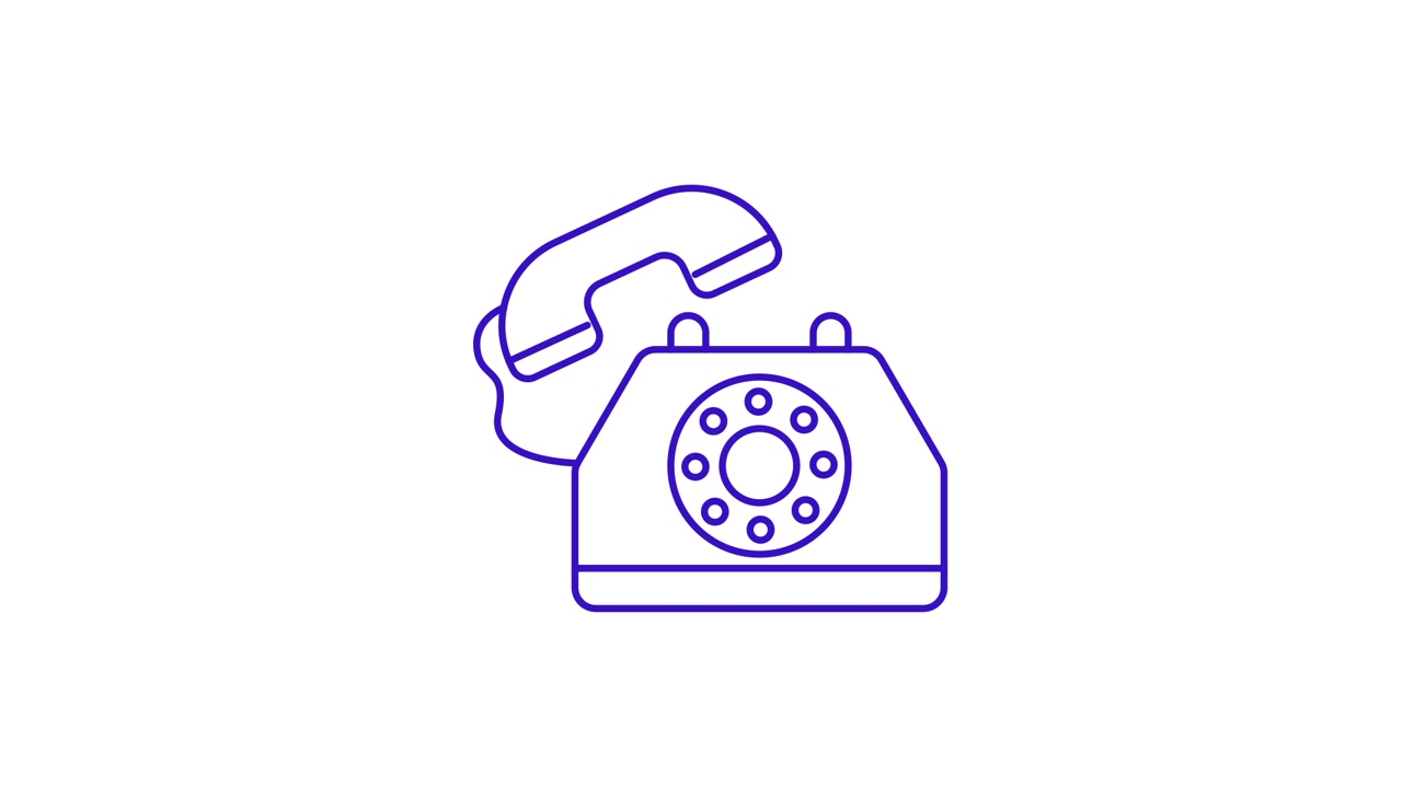 Animasi Garis Ikon Telepon Putar Klasik.