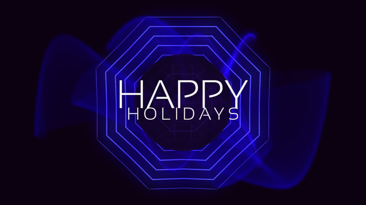 미래의 행복한 휴일 디자인 미니멀리즘 파란색과 검은색 기하학적 모양과 대담한 글