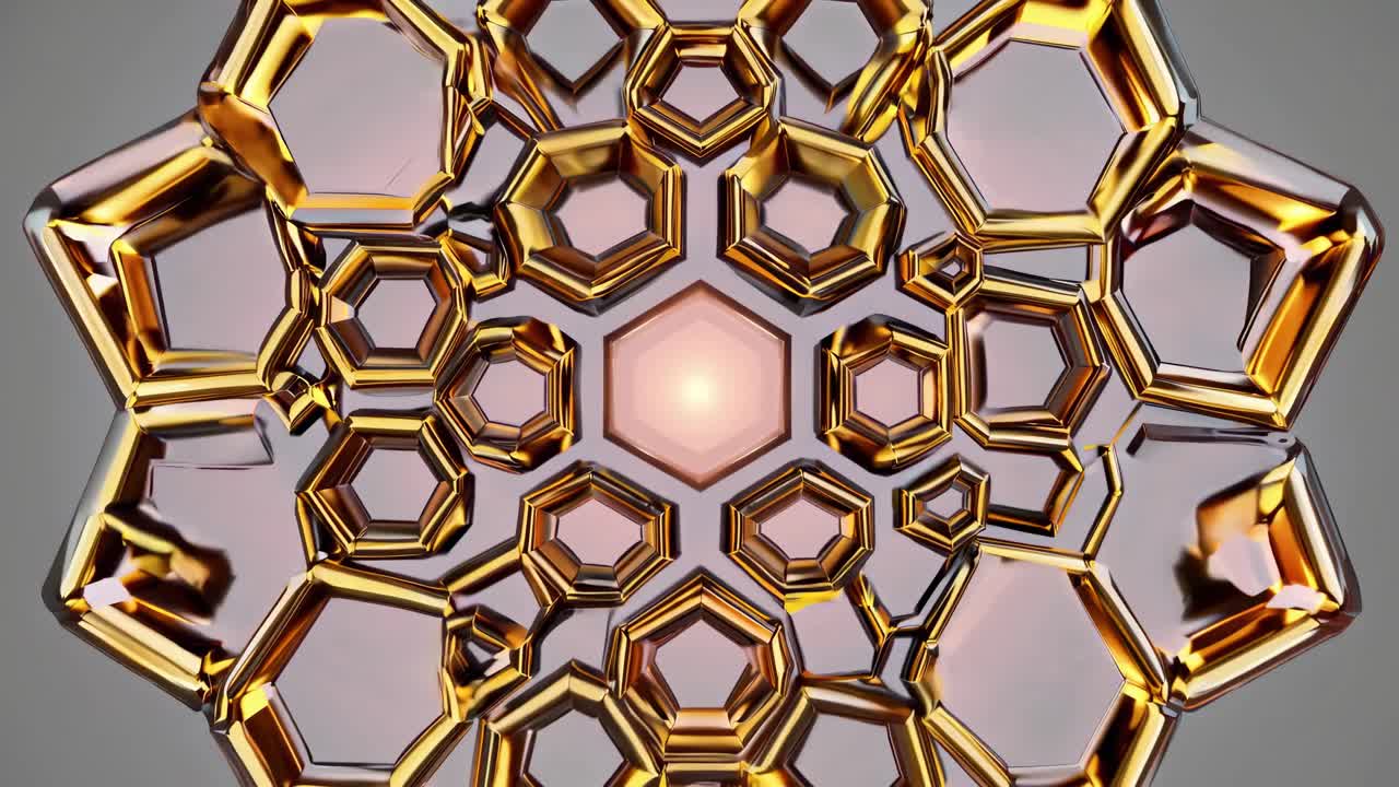 Golden Hexagonal Geometric Pattern