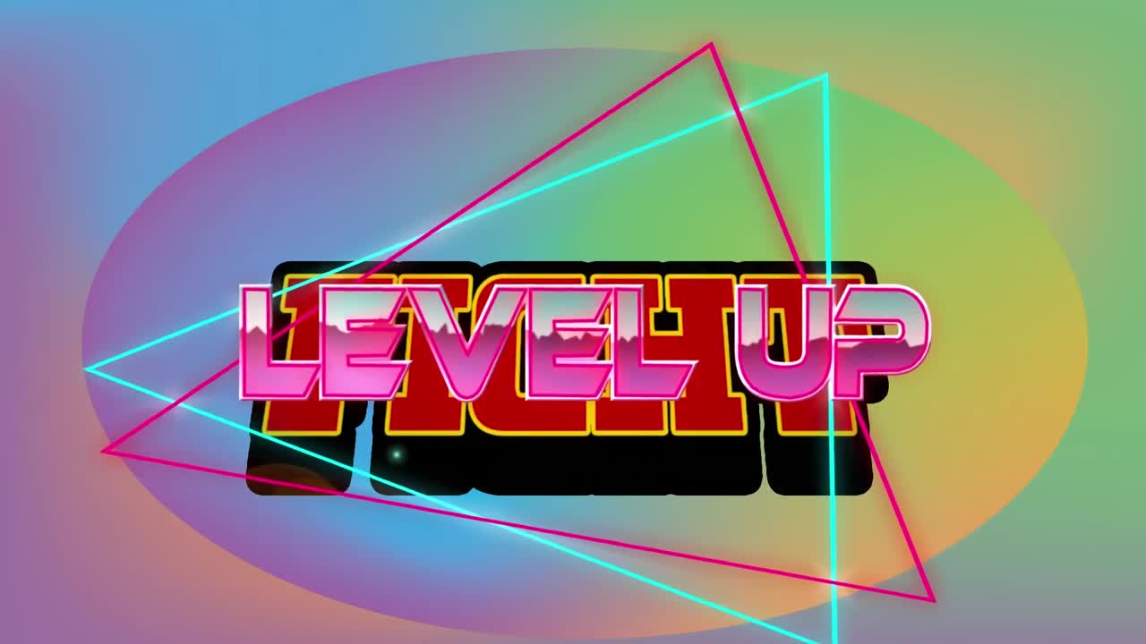 모양을 통해 레벨을 올리고 텍스트를 싸우는 애니메이션