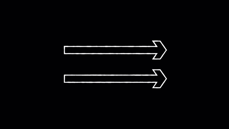 Pointing Right Long Straight Arrow Set Duo outline