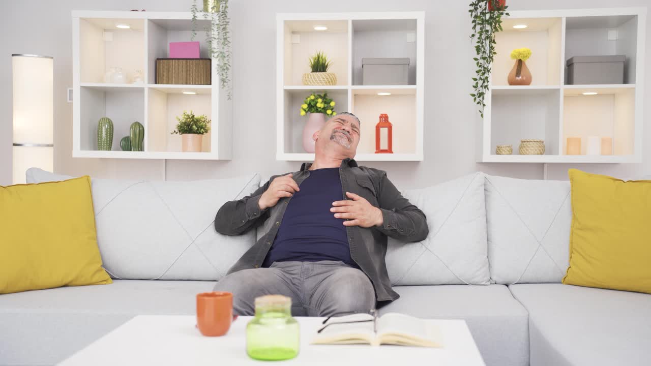 Sick old man whose bones hurt when he sneezes.