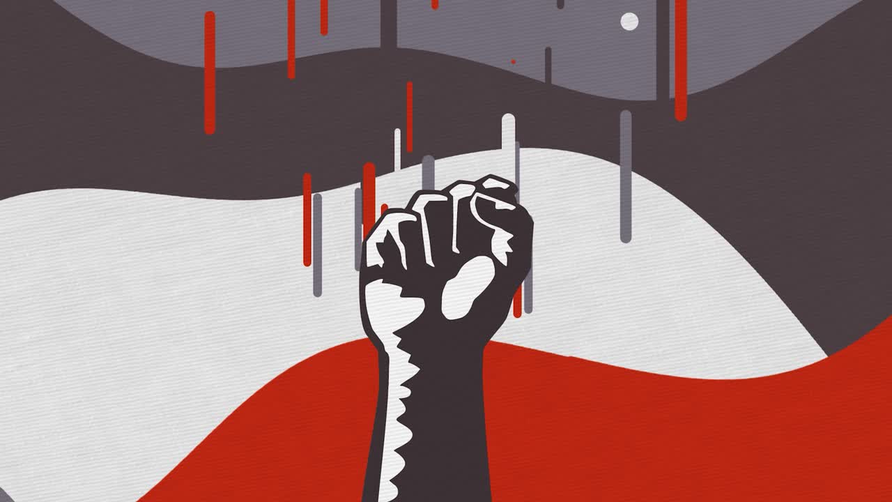 挙げられた拳の抗議画像