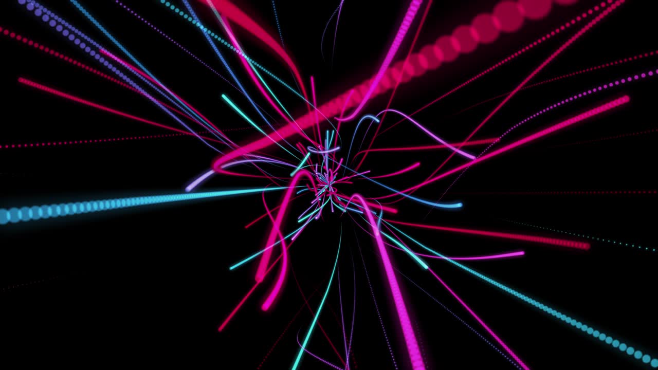 4k abstracto tecnología de rastro de luz de fondo, en bucle, partículas, fondo de color negro