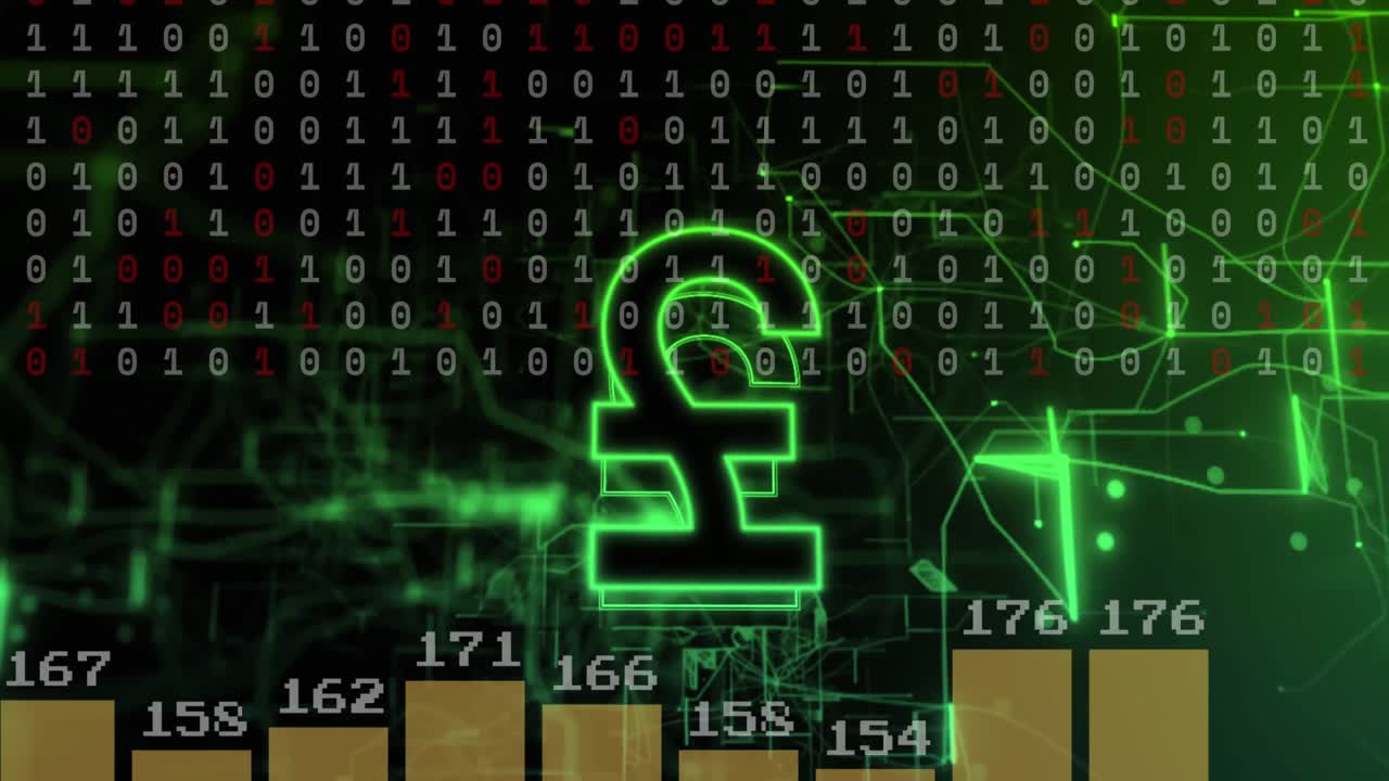 파운드 통화 기호의 애니메이션 및 바이너리 코딩을 통한 금융 데이터 처리