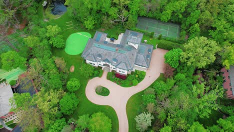 epic-aerial-luxury-mansion-home-in-lake-forest-illinois,-north-of-chicago