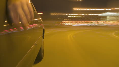 a car travels on a busy city street 1