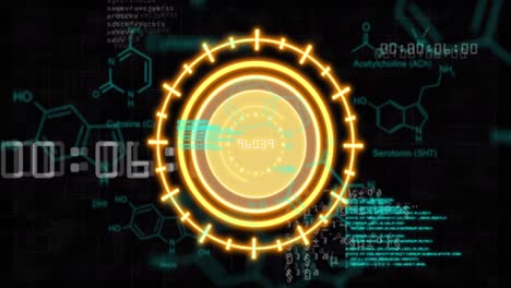 animation of yellow circle with data on black background