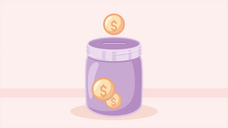 charity donations jar with money animation