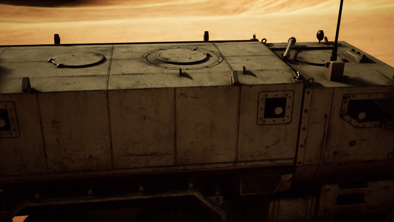 사막에서 장갑 군사 트럭