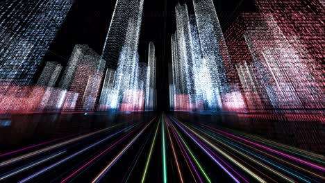 ciudad digital, animación tecnológica abstracta