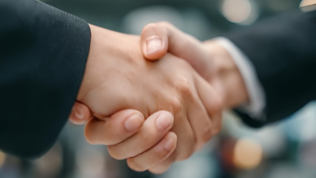 A Dynamic Handshake Capturing the Essence of Agreements and Partnerships in Professional Settings, Symbolizing Trust and Collaboration Between Individuals