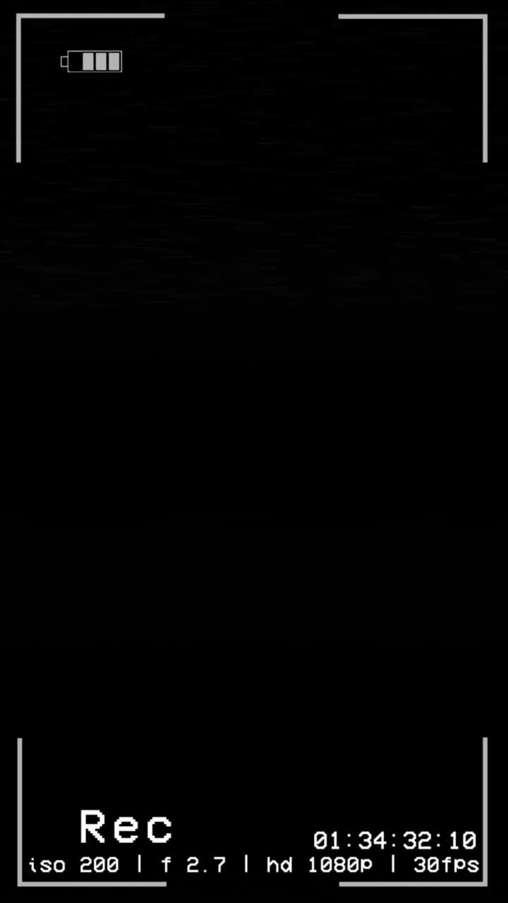 Vertical 9:16 retro vcr recording screen with heavy vhs noise, scan lines, and camera settings at bottom. For creating authentic 80s or 90s found footage look