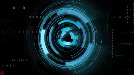 rotating blue and black concentric circles creating animation on digital interface