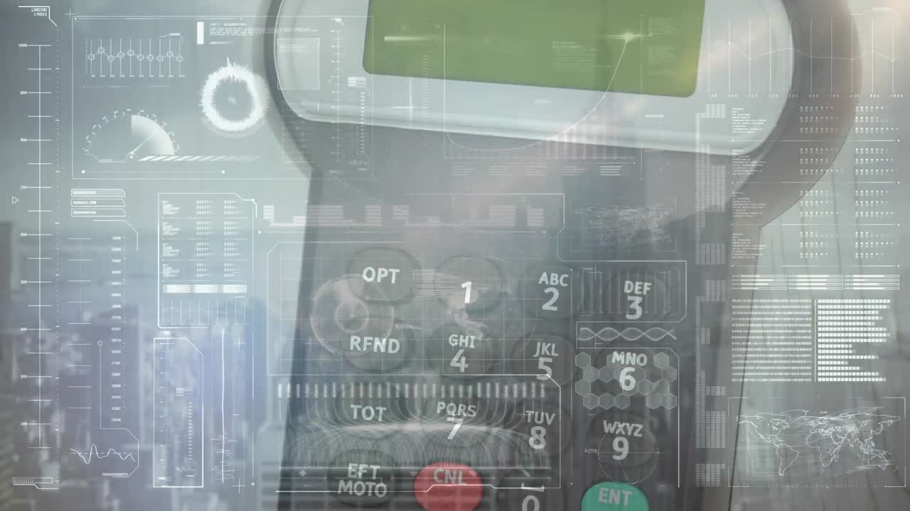 Animation of financial data processing over credit card terminal