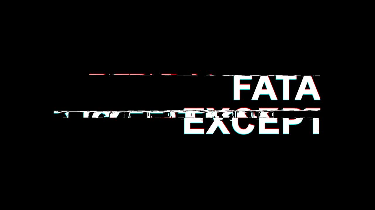 excepción fatal efecto de fallo texto distorsión de televisión digital animación en bucle 4k