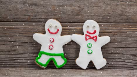 falling snow with christmas snowmen decoration